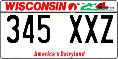 WI license plate 345XXZ