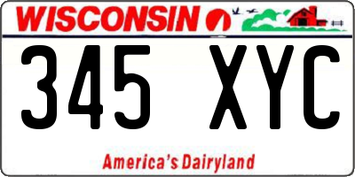 WI license plate 345XYC