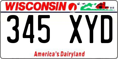 WI license plate 345XYD