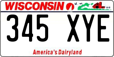WI license plate 345XYE