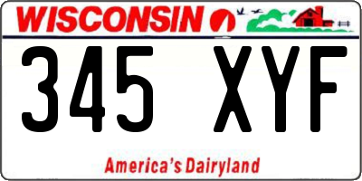 WI license plate 345XYF