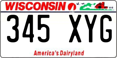 WI license plate 345XYG