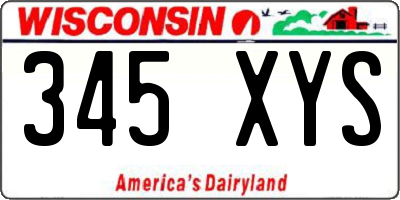 WI license plate 345XYS