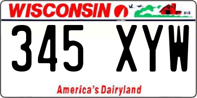 WI license plate 345XYW