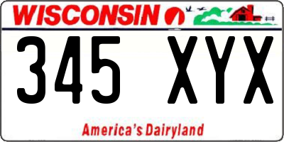 WI license plate 345XYX