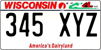 WI license plate 345XYZ