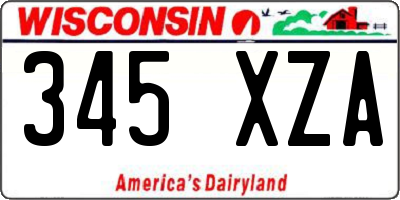 WI license plate 345XZA