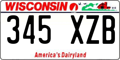 WI license plate 345XZB