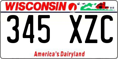 WI license plate 345XZC