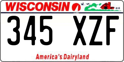 WI license plate 345XZF