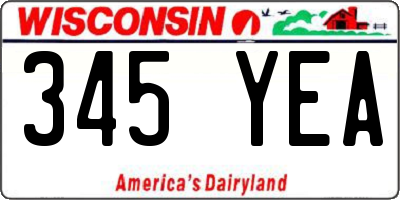 WI license plate 345YEA