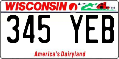 WI license plate 345YEB