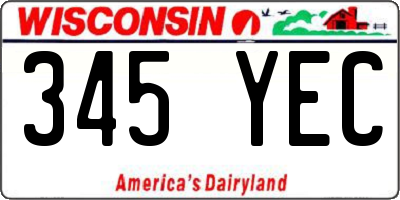 WI license plate 345YEC