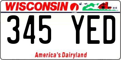 WI license plate 345YED