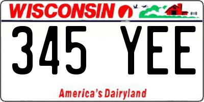 WI license plate 345YEE