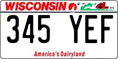 WI license plate 345YEF