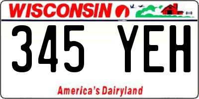 WI license plate 345YEH