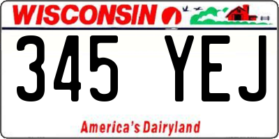 WI license plate 345YEJ
