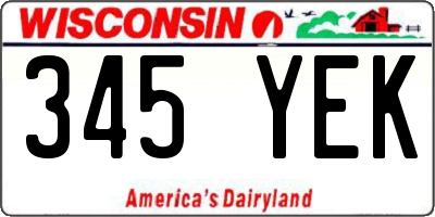 WI license plate 345YEK