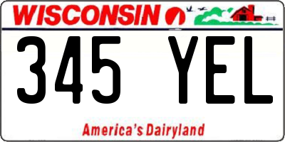 WI license plate 345YEL