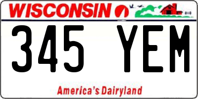 WI license plate 345YEM