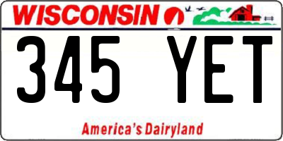 WI license plate 345YET