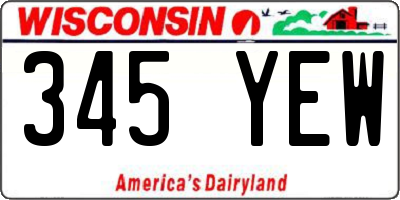 WI license plate 345YEW