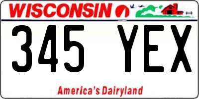 WI license plate 345YEX