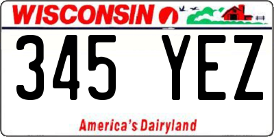WI license plate 345YEZ