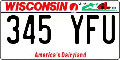 WI license plate 345YFU