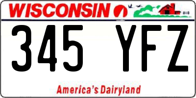 WI license plate 345YFZ