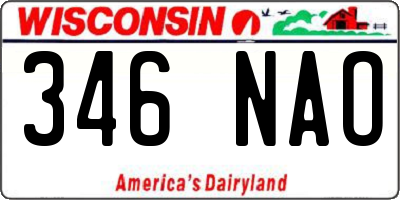 WI license plate 346NAO