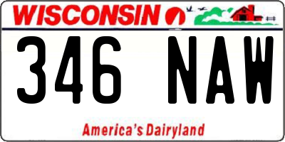 WI license plate 346NAW
