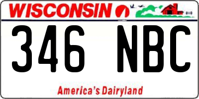WI license plate 346NBC
