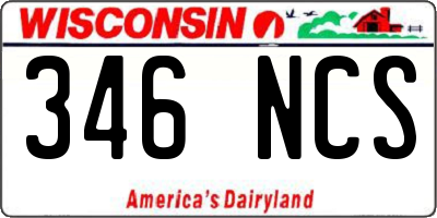 WI license plate 346NCS