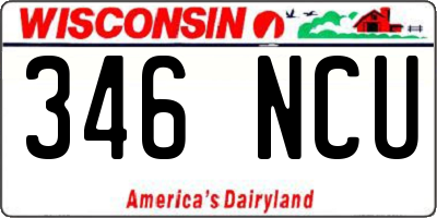 WI license plate 346NCU