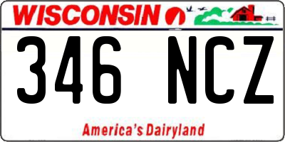 WI license plate 346NCZ