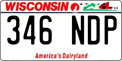 WI license plate 346NDP