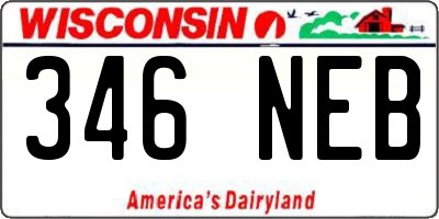WI license plate 346NEB