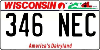 WI license plate 346NEC