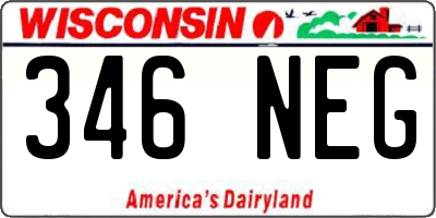 WI license plate 346NEG