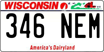 WI license plate 346NEM