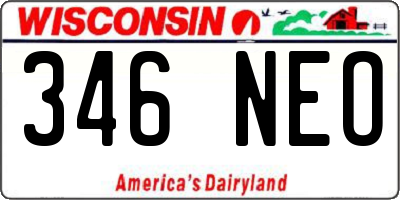 WI license plate 346NEO