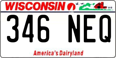 WI license plate 346NEQ