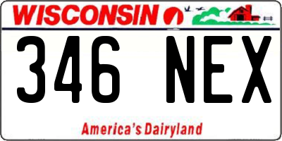 WI license plate 346NEX