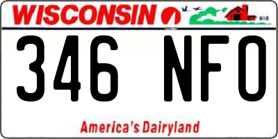 WI license plate 346NFO