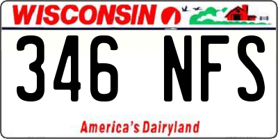 WI license plate 346NFS