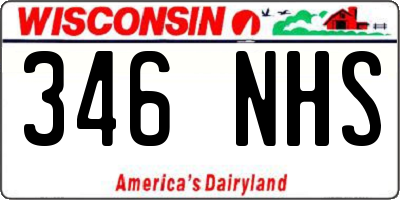 WI license plate 346NHS