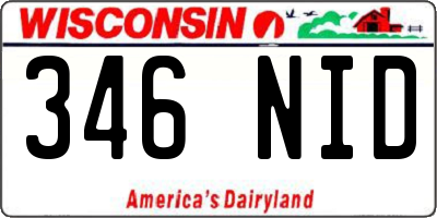 WI license plate 346NID