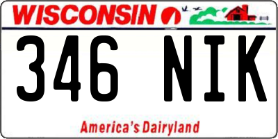 WI license plate 346NIK